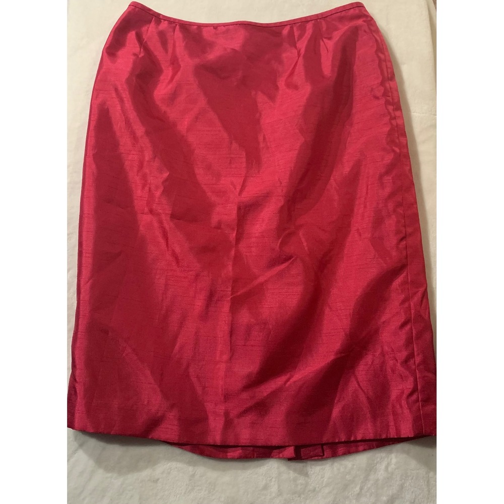 Le Suit Women's 12 Fuchsia Hot Pink Silk Blend Pencil Skirt Knee Length Zipper - Picture 1 of 7
